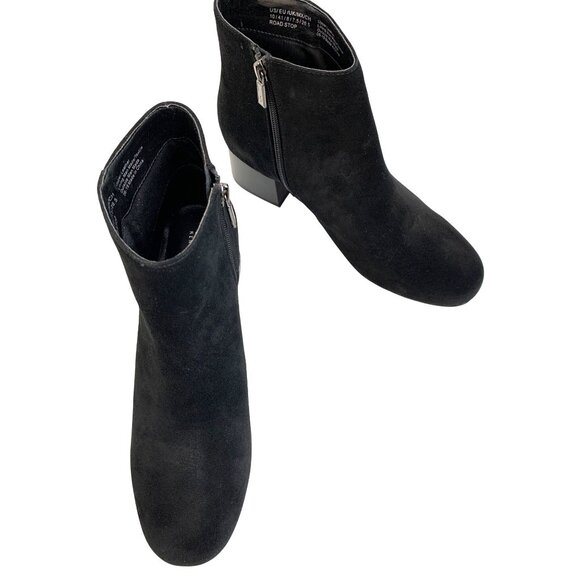 Kenneth Cole Reaction Womens Ankle Boots Size 10 Black Suede Block Heel Zip EUC - Picture 12 of 14